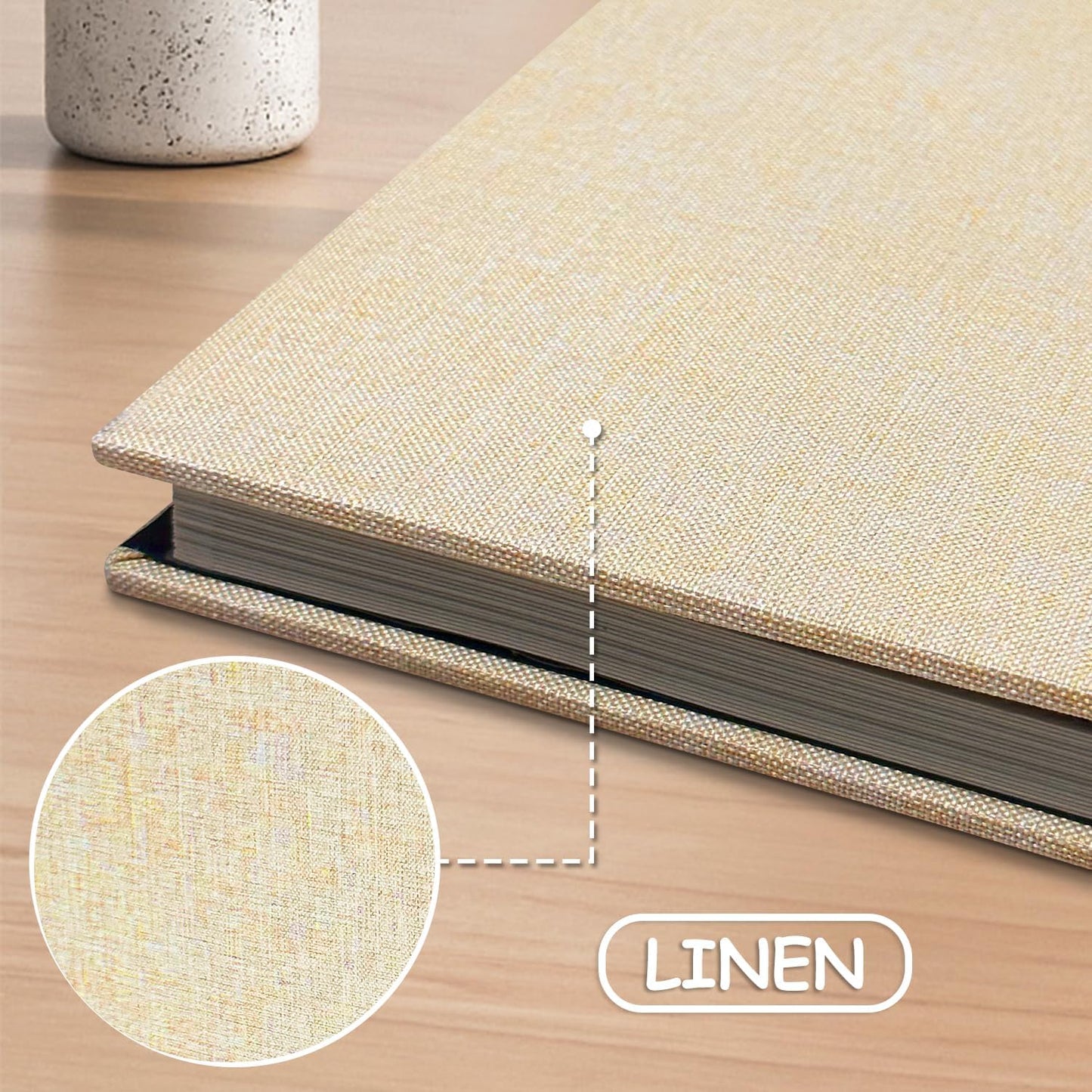 Large Photo Album Self Adhesive Scrapbook Album for 4×6 8×10 Pictures DIY Magnetic Linen Cover Album 40 Pages for Family Wedding Gifts with Metal Pen and Plastic Board