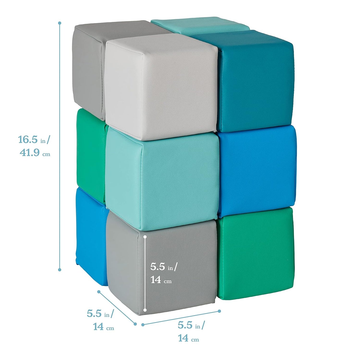 ECR4Kids SoftZone Patchwork Toddler Building Blocks, Foam Cubes, Contemporary, 12-Piece