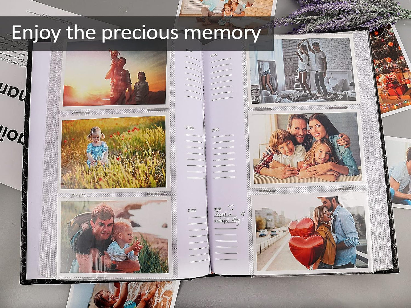 RECUTMS Small Photo Album 4x6 Paper Core Insert Inside Page Picture Album PU Leather Cover 300 Photo Sleeves Boy Girl Family Photo Book Memo Slot Wedding Albums (White)