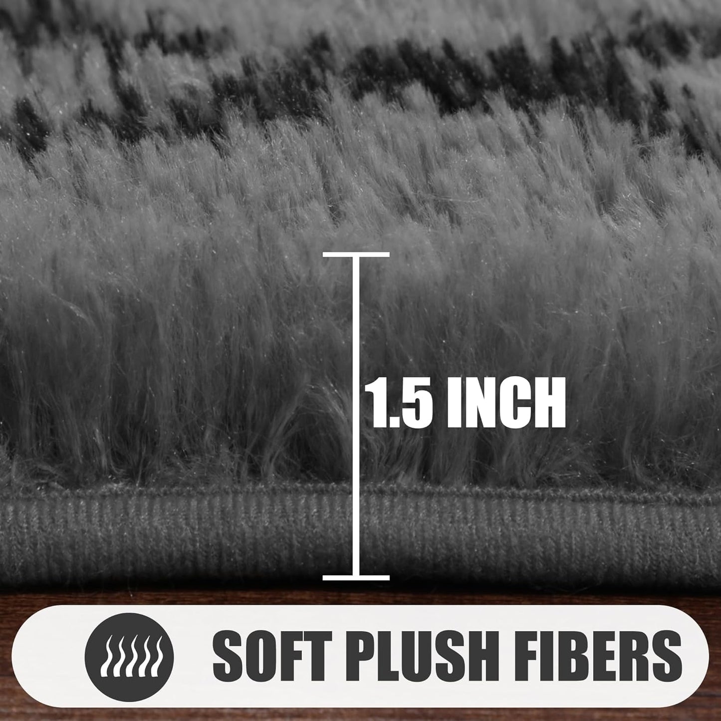 ONASAR Area Rugs for Bedroom Living Room, Washable 4x6 Fluffy Grey and Black Rug, Shaggy Geometric Floor Mat for Home Decor Aesthetic, Soft Plush Fuzzy Carpet for Nursery Kids Teen Dorm