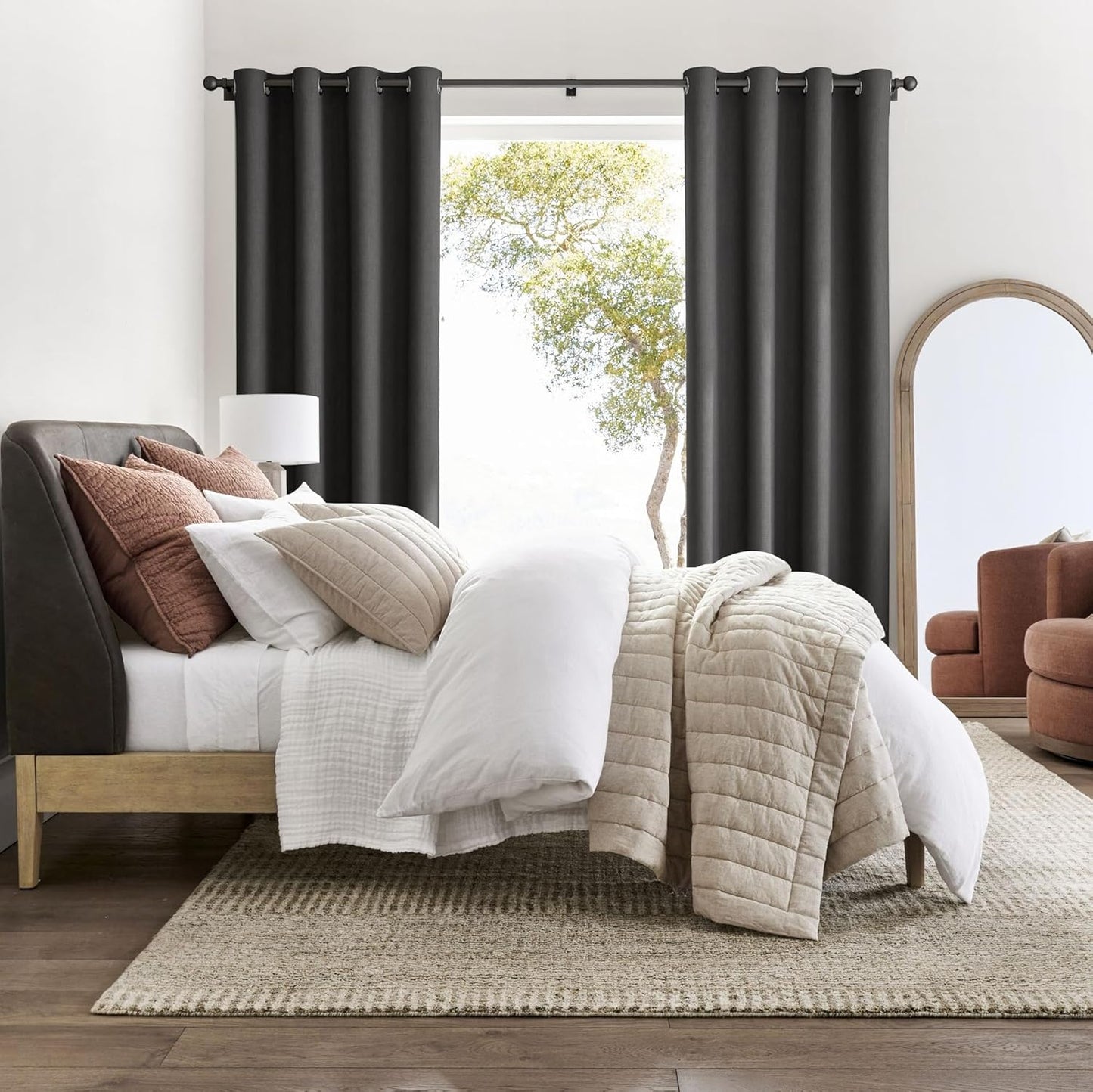 NICETOWN Grey Blackout Curtains for Bedroom 102 inches Long, Extra Long Thermal Insulated Grommet Shades for Living Room, Privacy Window Treatment Drapes for Nursery, Laundry, 2 Panels, W52