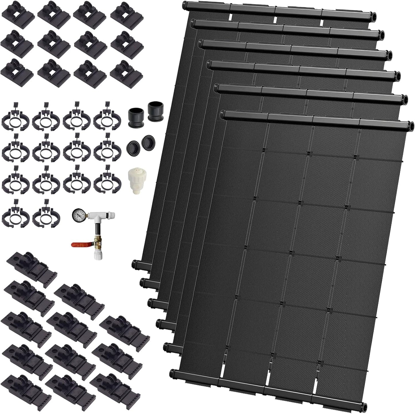 Industrial Grade Solar Pool Heater DIY Kit - Superior High-Wind Strapless Mounting System & Maximum Freeze Resistance (6-4'x12.5' / 300 Square Feet)