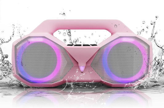 Bluetooth Speaker 80W(Peak)Loud with Bass, 20H Playtime, IPX7 Waterproof, RGB Lights, TWS, Large Portable Wireless Speakers for Outdoor, Home, Party, Pool, Beach, Tailgating, Gym, Work, Gifts (Pink)