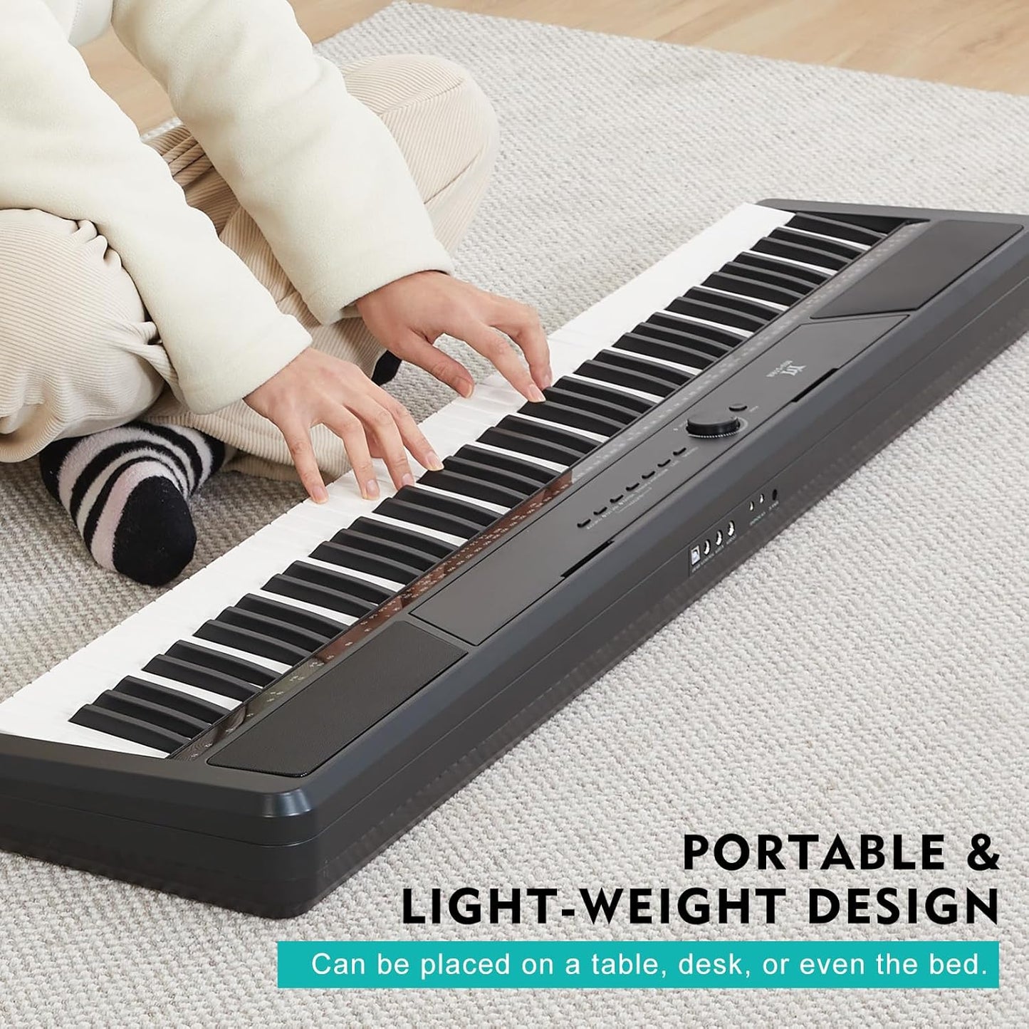 MUSTAR Digital Piano 88 Key Weighted with Stand, 88 Key Semi Weighted Keyboard Piano MEP-1100, Electric Piano Keyboard 88 Keys for Beginners, 2x25W Stereo Speakers, Case, Sustain Pedal, ABS, Black