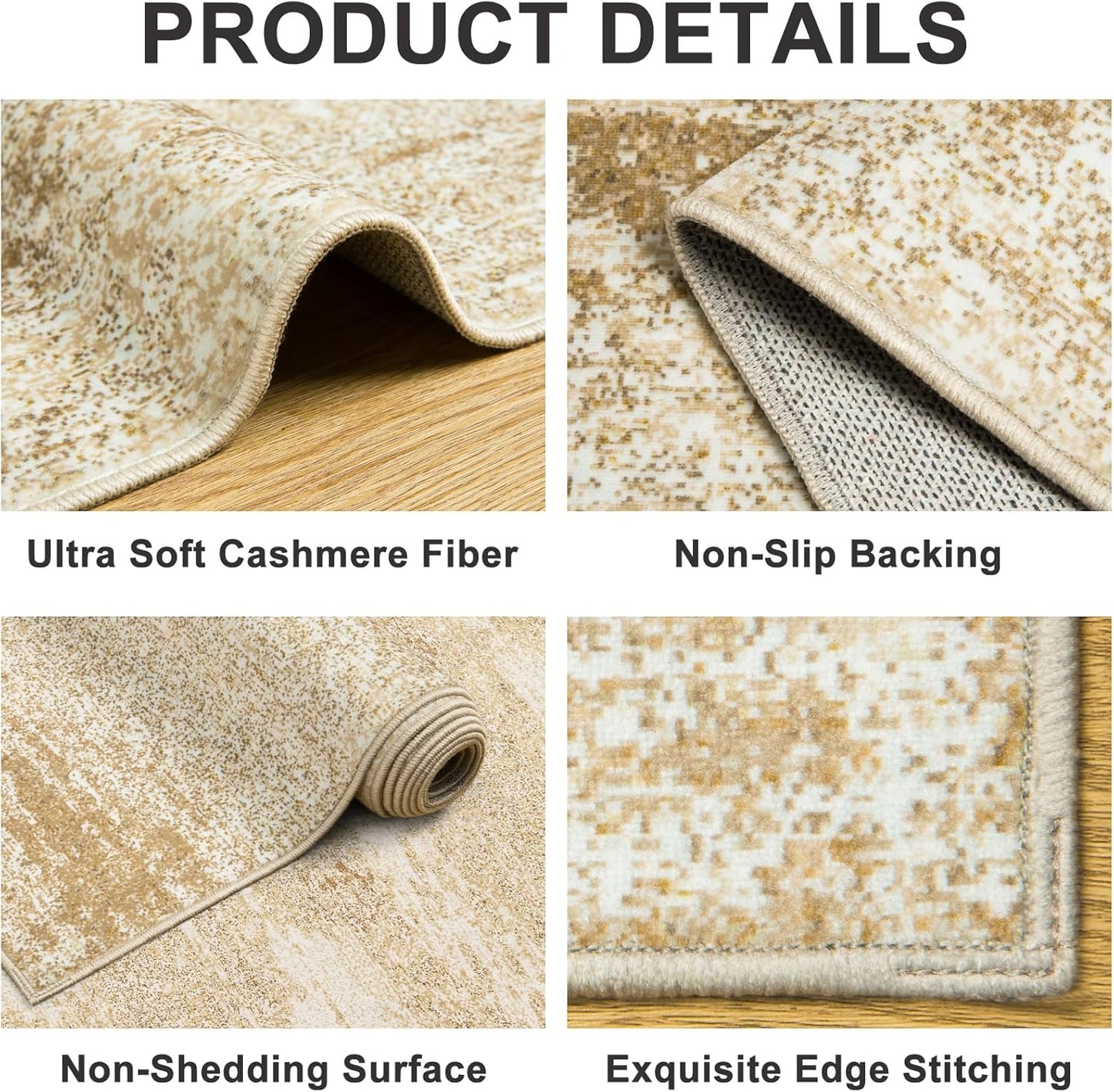 Area Rugs 9x12 Living Room - Washable Rug Modern Abstract Soft Large Neutral Non-Slip Carpet Indoor Floor Stain Resistant Thin Carpets for Bedroom Dining Room Farmhouse Nursery Home Office Beige