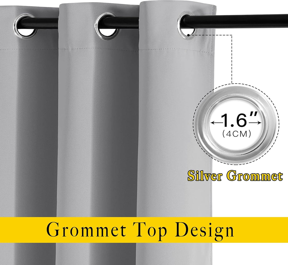 NICETOWN Blackout Window Curtains & Drapes 72" Long - Grommet Top Room Darkening Thermal Insulated for Bedroom/Living Room (2 Panels, 46 x 72 Inch, Silver Grey)