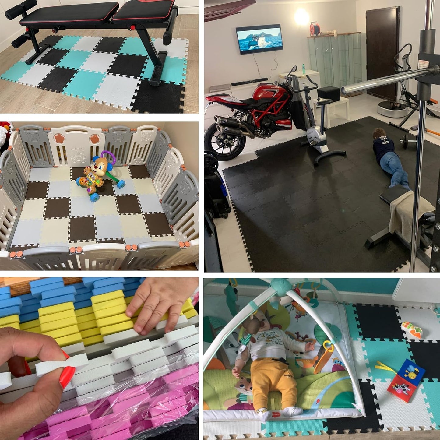 MQIAOHAM® 25 Pieces Puzzle Play Mats, Soft Baby Play Mat, Kids Interlocking Foam Floor Tiles, Toddlers Carpet Playmats G301025-108112