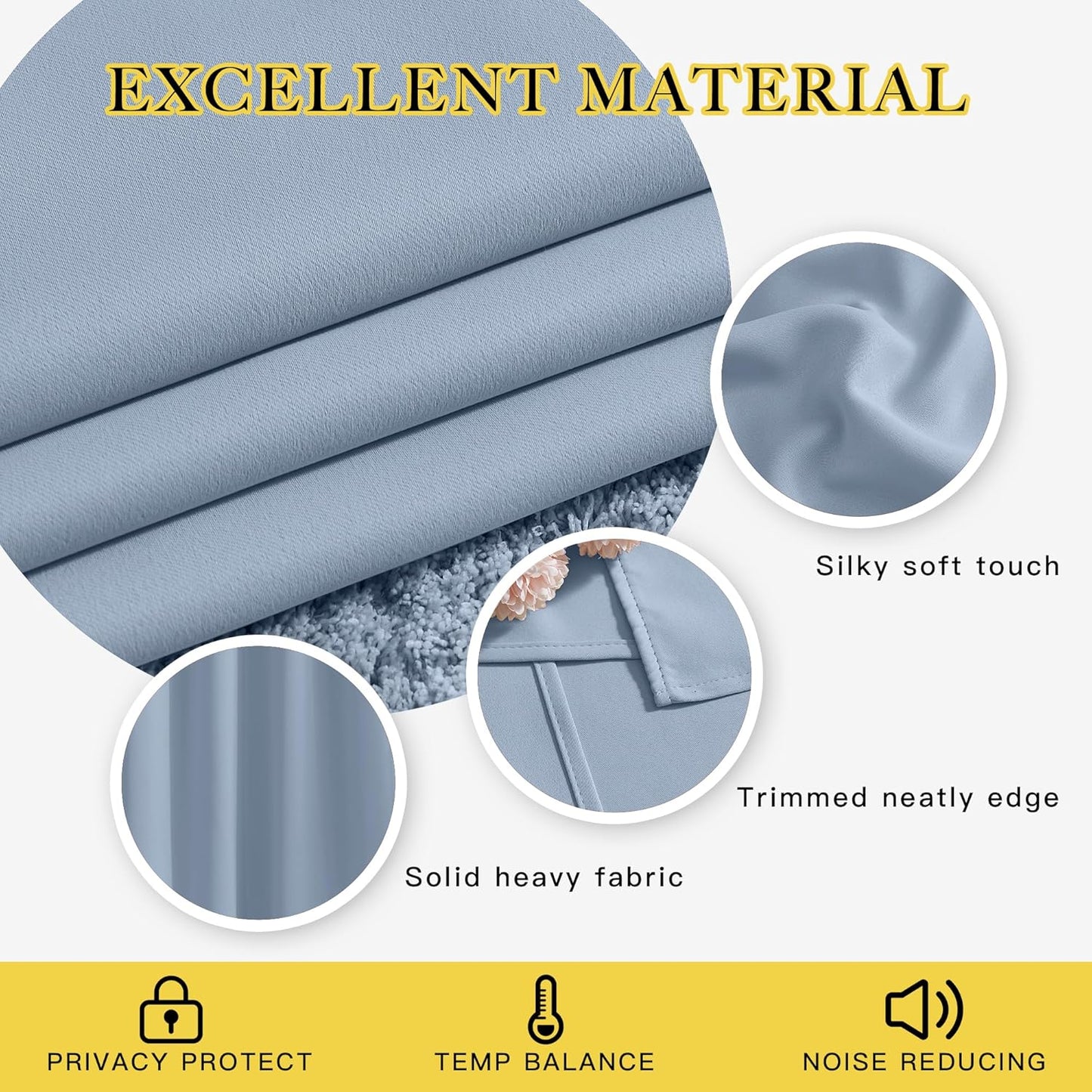 NICETOWN Room Darkening Curtain Panels - Home Fashion Ring Top Thermal Insulated Room Darkening Curtains for Bedroom/Living Room (2 Panels, 80" Wide by 95" Long, Vintage Blue)