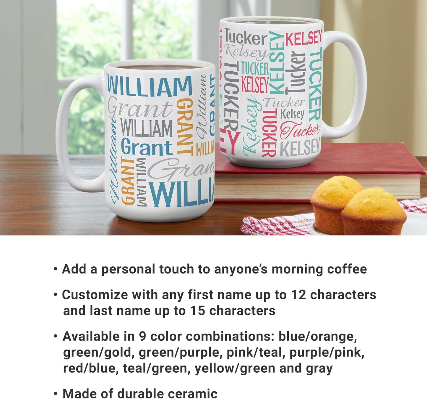 Let's Make Memories Personalized Your Name Signature Mug - Custom 15oz Coffee Mug - Stocking Stuffer - For Christmas - Purple/Gold