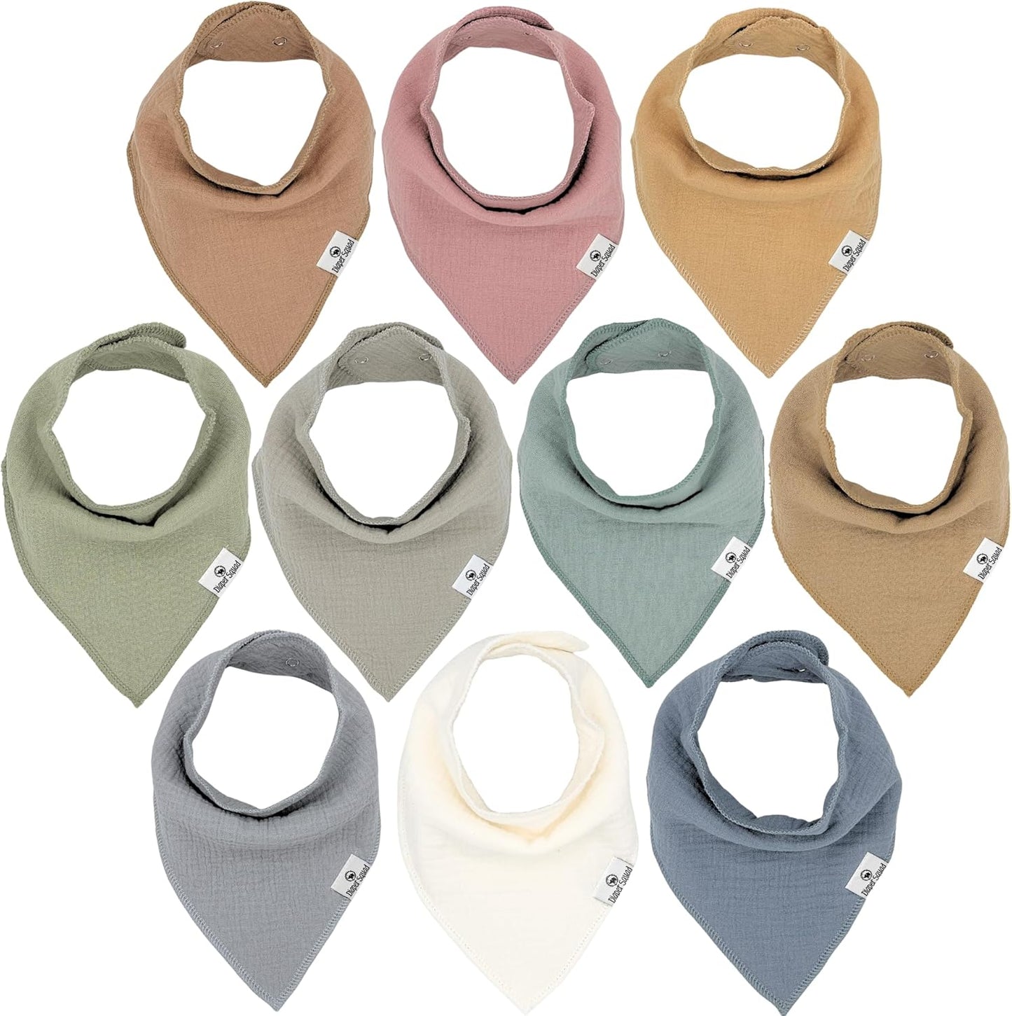 DiaperSquad's Baby Bibs for Drooling and Teething, Bibs for Boys, Baby Girl - Solid Cotton Baby Drool Bibs