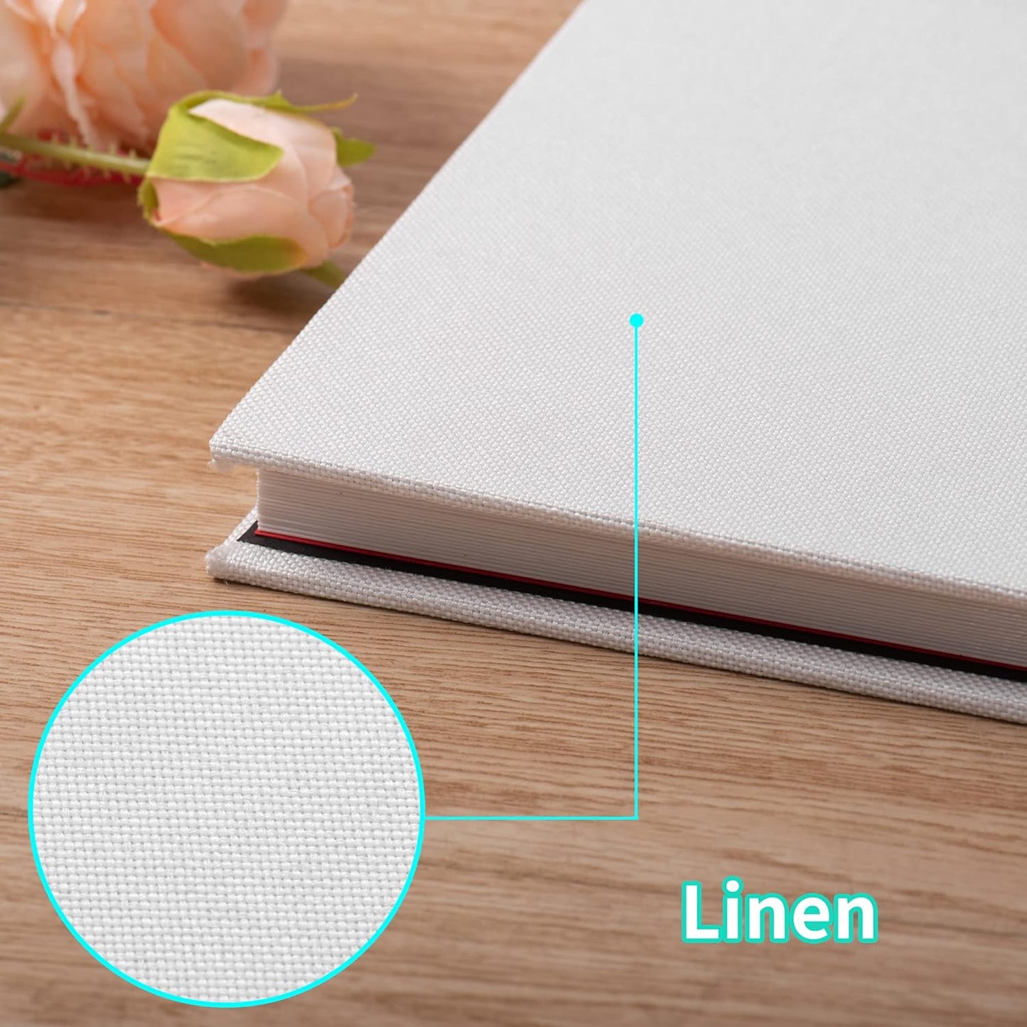 Photo Album Self Adhesive Scrapbook Album for 4×6 Pictures DIY Magnetic Linen Cover Album 15 Sheets/30 Blank Pages for Family Wedding, Birthday, Christmas, Anniversary (White)
