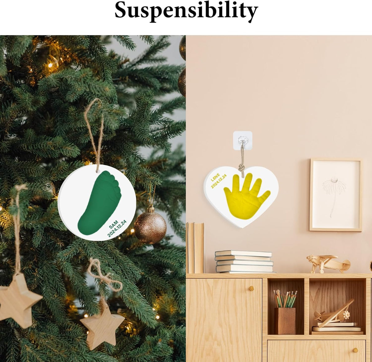 Baby Handprint Footprint Keepsake Ornament Kit, Personalized Baby Foot Printing Kit for Newborn Clay Impression Handmade DIY Imagination to Create