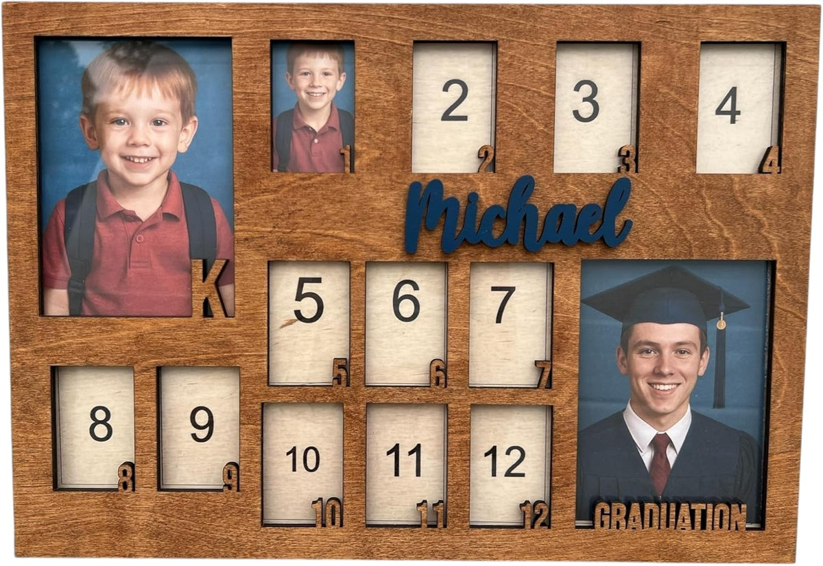 School Years Picture Frame Kids School Frame Graduation Photo holder K-12 Picture holder Kindergarten to Graduation display Photo Collage display Picture Frames pre K-12 Years (K-Graduation))
