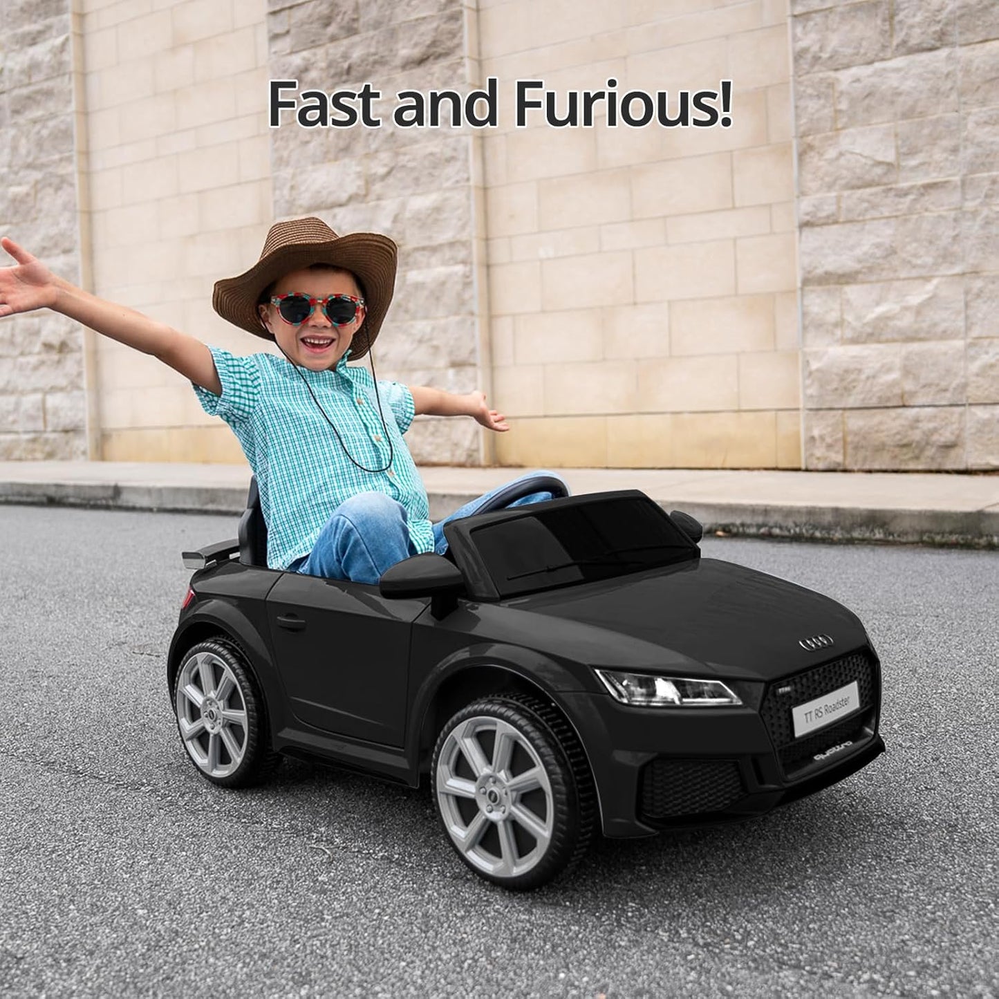 Licensed Audi Electric Kids Car, 12V Kids Ride-on Toy Car for Toddlers w/Remote - Black