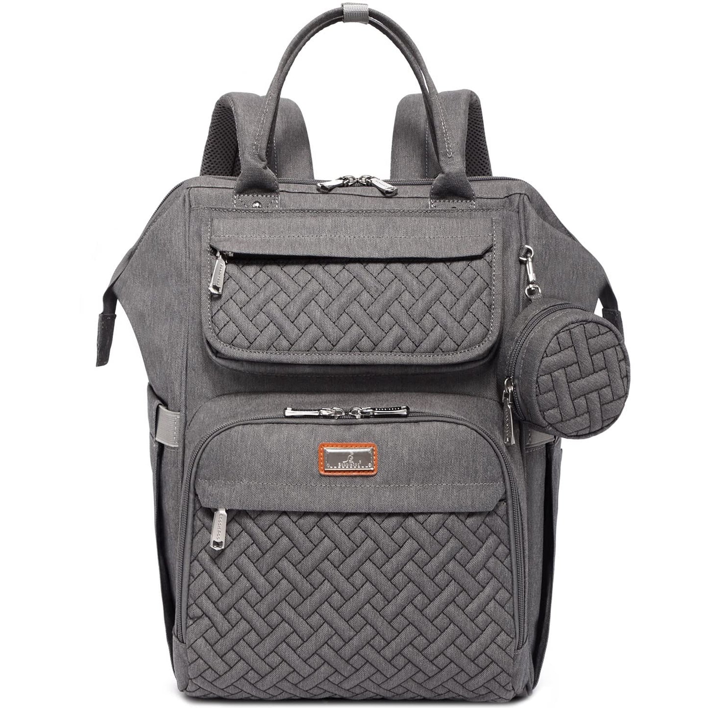 BabbleRoo Diaper Bag Backpack, Multifunction Large Bags with Changing Pad & Stroller Straps & Pacifier Case, Unisex Stylish Travel Back Pack Nappy Changing Bag for Moms Dads (Dark Gray)