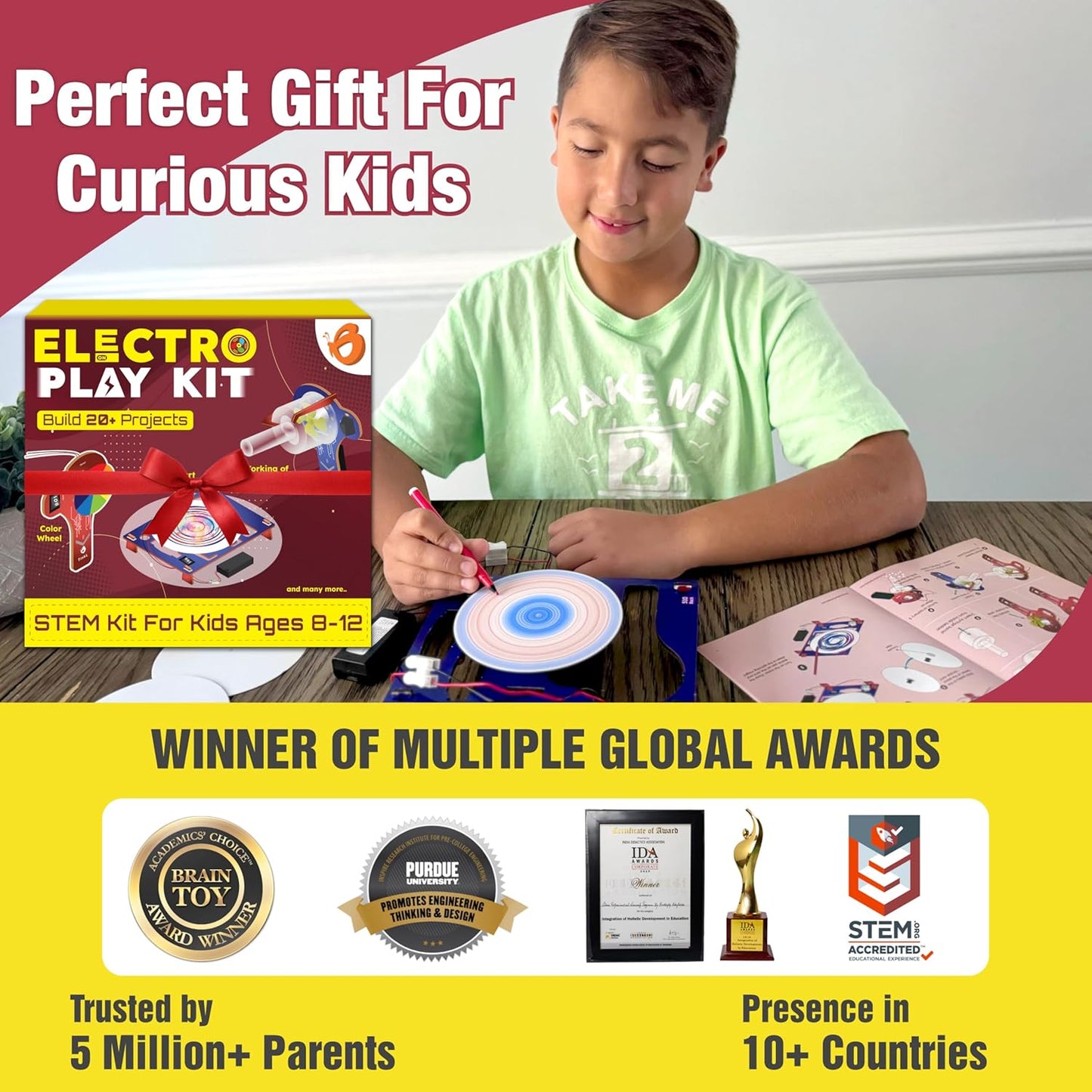 Butterfly EduFields STEM Kit for Kids Ages 6-12 | Build 20+ Motor Machines & DIY Engineering Projects | Science Gift for Boys & Girls | Robotics & Learning Toy