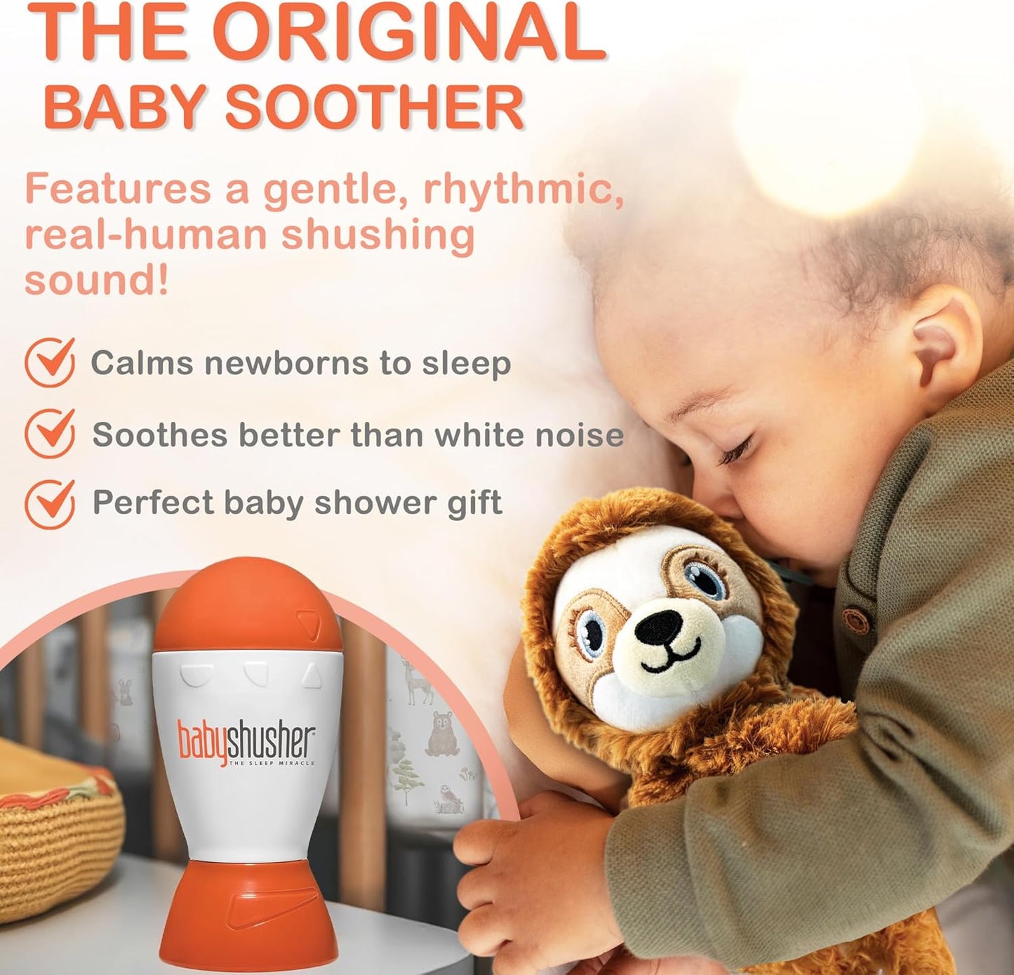 Baby Shusher Portable Sound Machine - White Noise Sound Machine, Baby Soother for Sleeping, Newborn Essentials for Crib, Battery Operated Hush, Travel Friendly - 3 Count