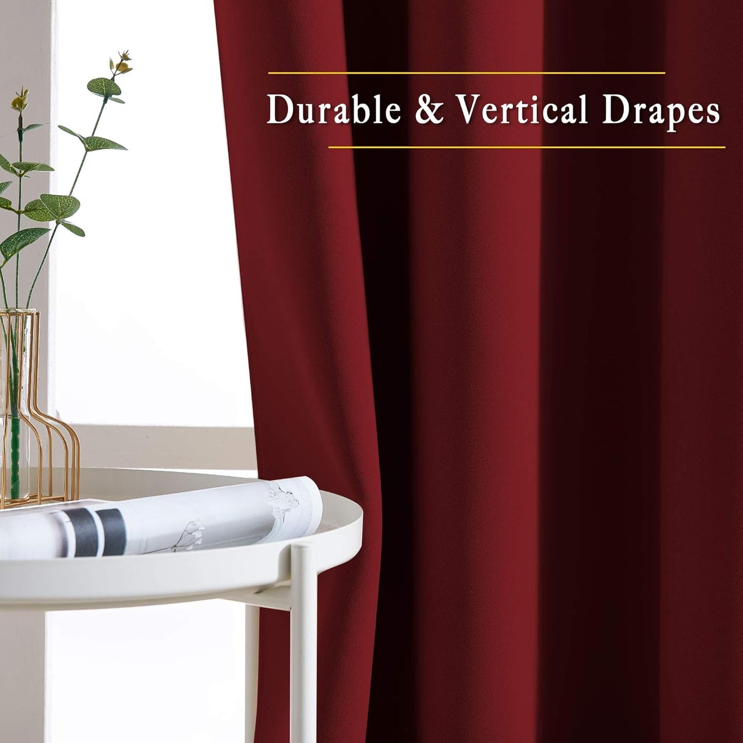 NICETOWN Blackout Draperies Curtain Panels - Thermal Insulated Solid Grommet Blackout Curtains/Panels/Drapes for Living Room(Burgundy Red, 1 Pair, 46 by 54-Inch)