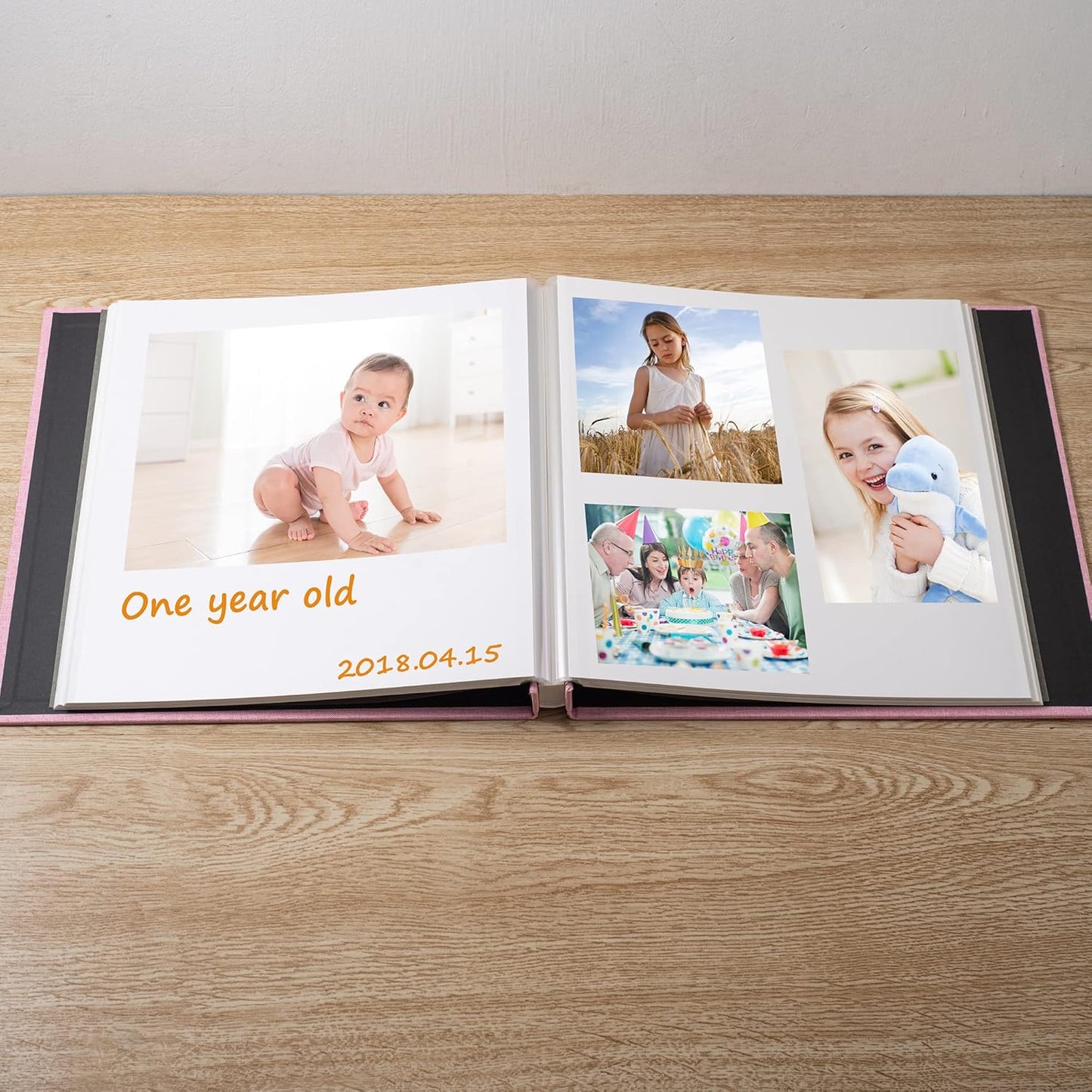 Large Photo Album Self Adhesive Scrapbook Album for 4×6 5×7 8×10 Pictures DIY Magnetic Linen Cover Album 60 Pages for Family Wedding Gifts with Metal Pen and Plastic Board