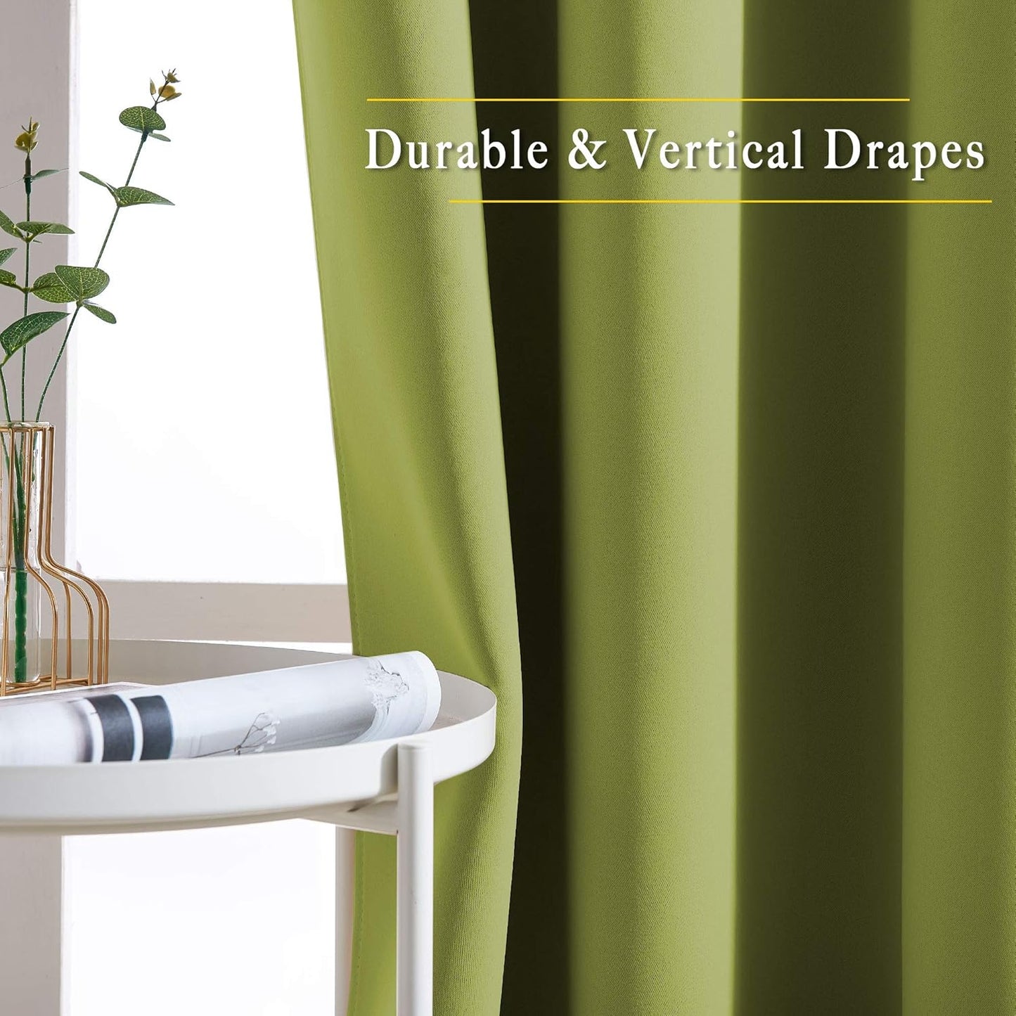 NICETOWN Light Reducing Grommet Curtains - Triple Woven Textured Soft Curtain Panels for Living Room Window Treatment Drapes for Sliding Door (W80 x L108, Fresh Green, 2 Pieces)