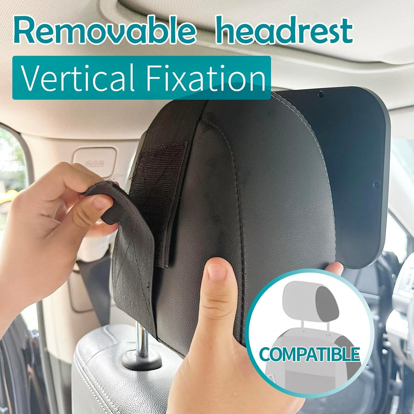 Funbliss Fixed Headrest Baby Car Mirror, Car Mirror for Baby Compatible with Tesla and other vehicles,360° Rotation, Shatterproof Plastic, No Assembly Required