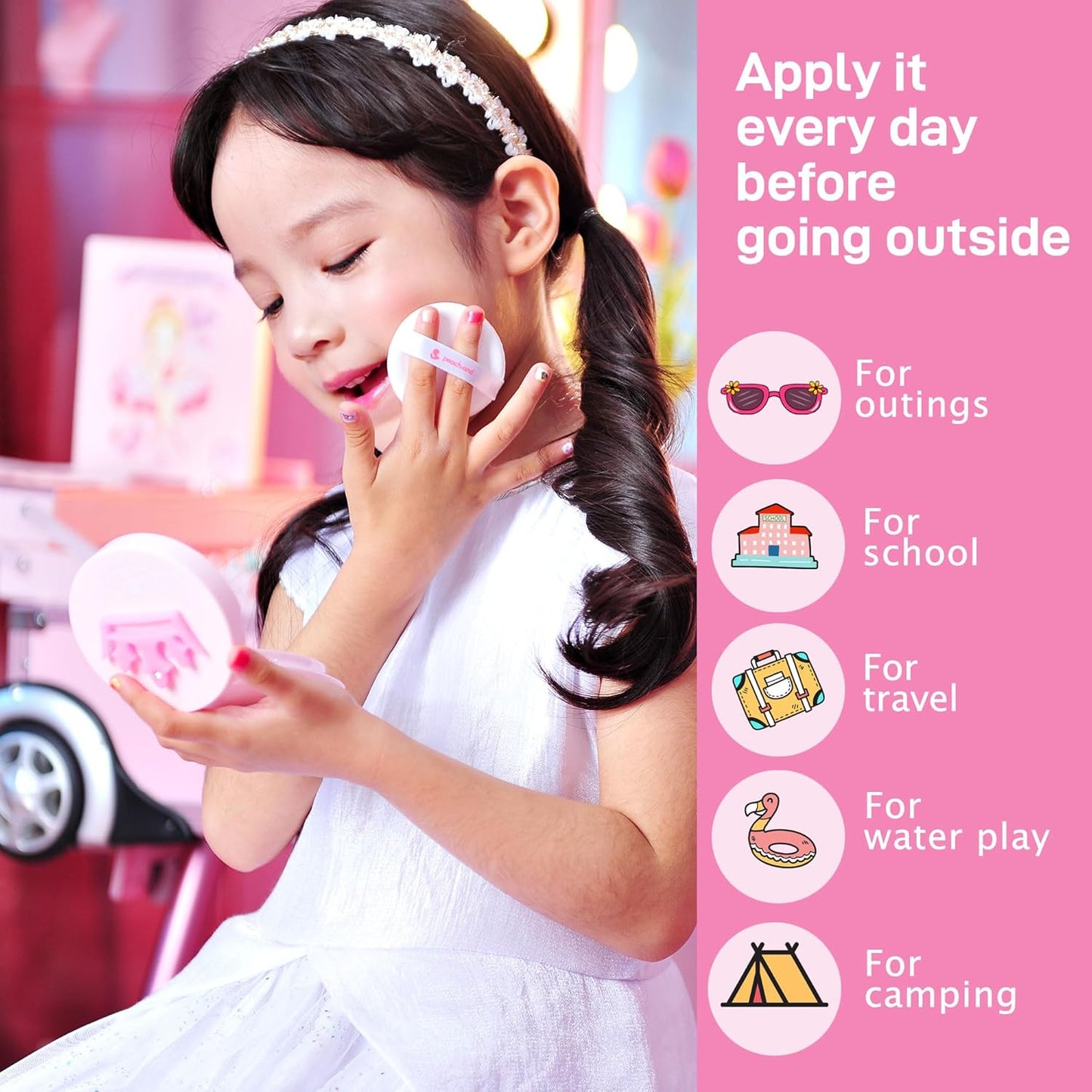Peachand Baby Kids Mineral Sun Cushion SPF50+ PA++++ (Pink Tiara)