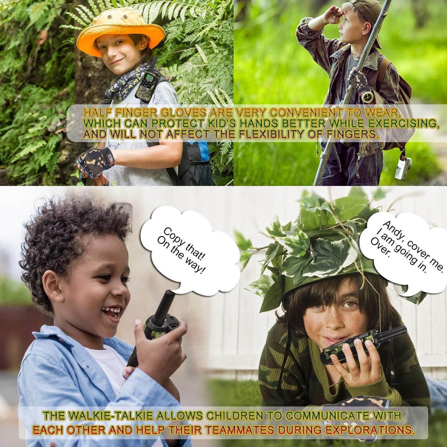 Kids Walkie Talkies Boys Gifts for Kids Aged 5-12 Outdoor Toys 3 Miles Long Range 22 Channel 2 Way Radio fit Adventure Game Hunt Camp Toys 6 7 8 9 Years Old Boys Gifts