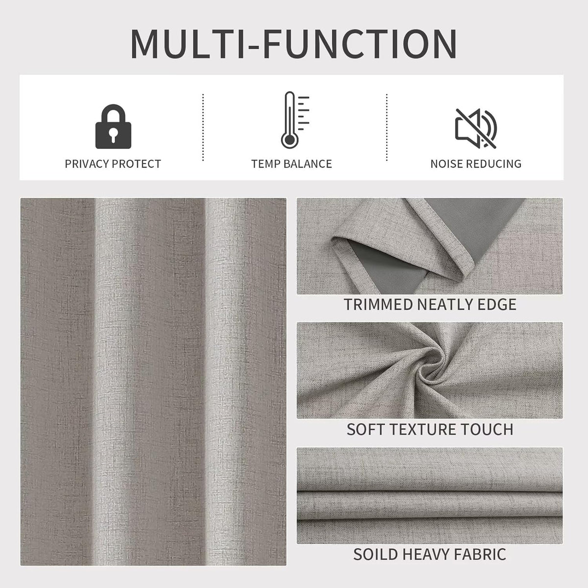 Joydeco Total Blackout Curtains Customize for Living Room Bedroom, Greyish White Grommet Privacy Thermal Insulated Room Darkening Curtain 1 Panel (Custom Size, Color)