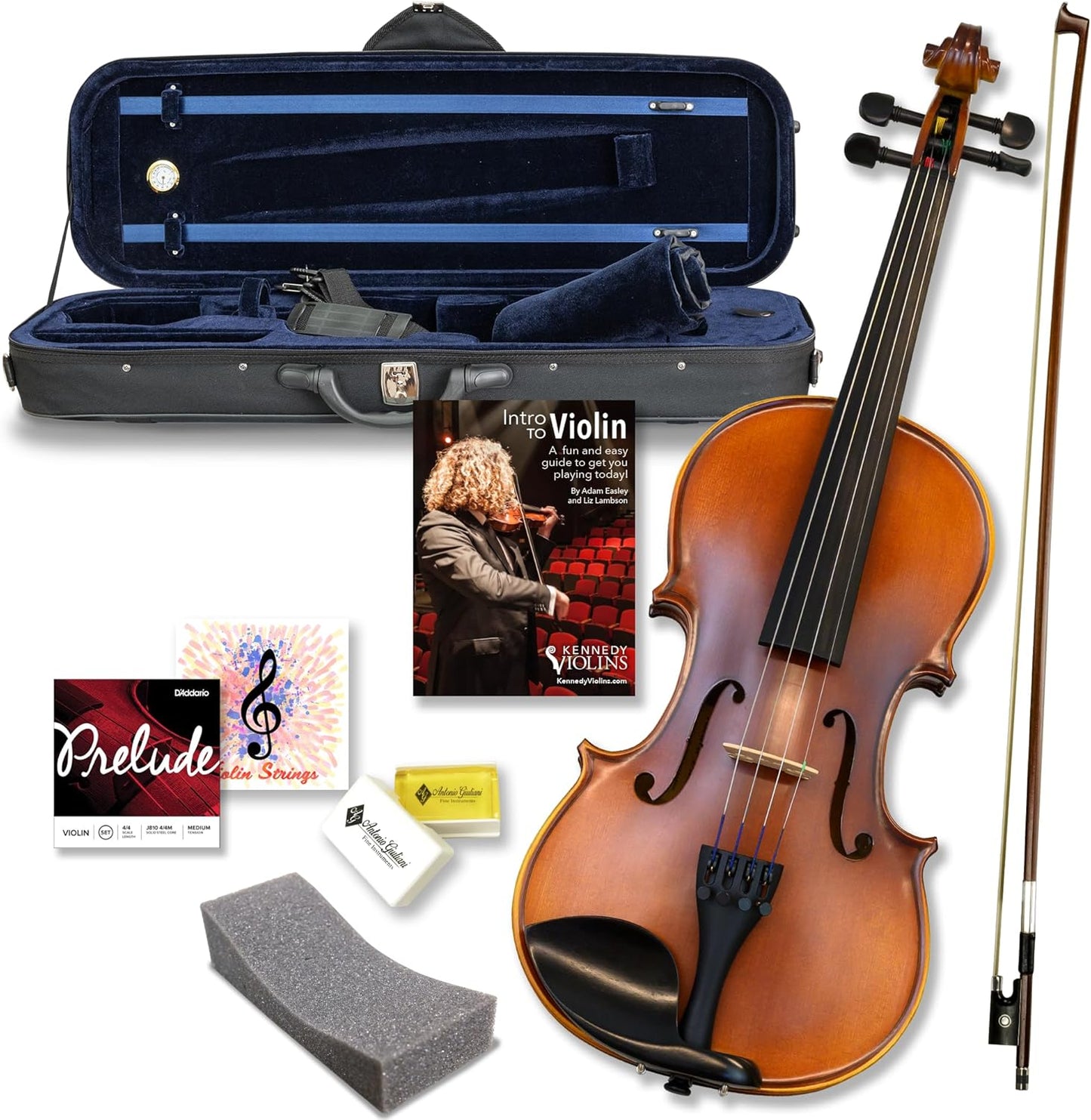 Bunnel Premier Violin Clearance Outfit 1/10 Size — Carrying Case and Accessories Included — Solid Maple Wood and Ebony Fittings By Kennedy Violins