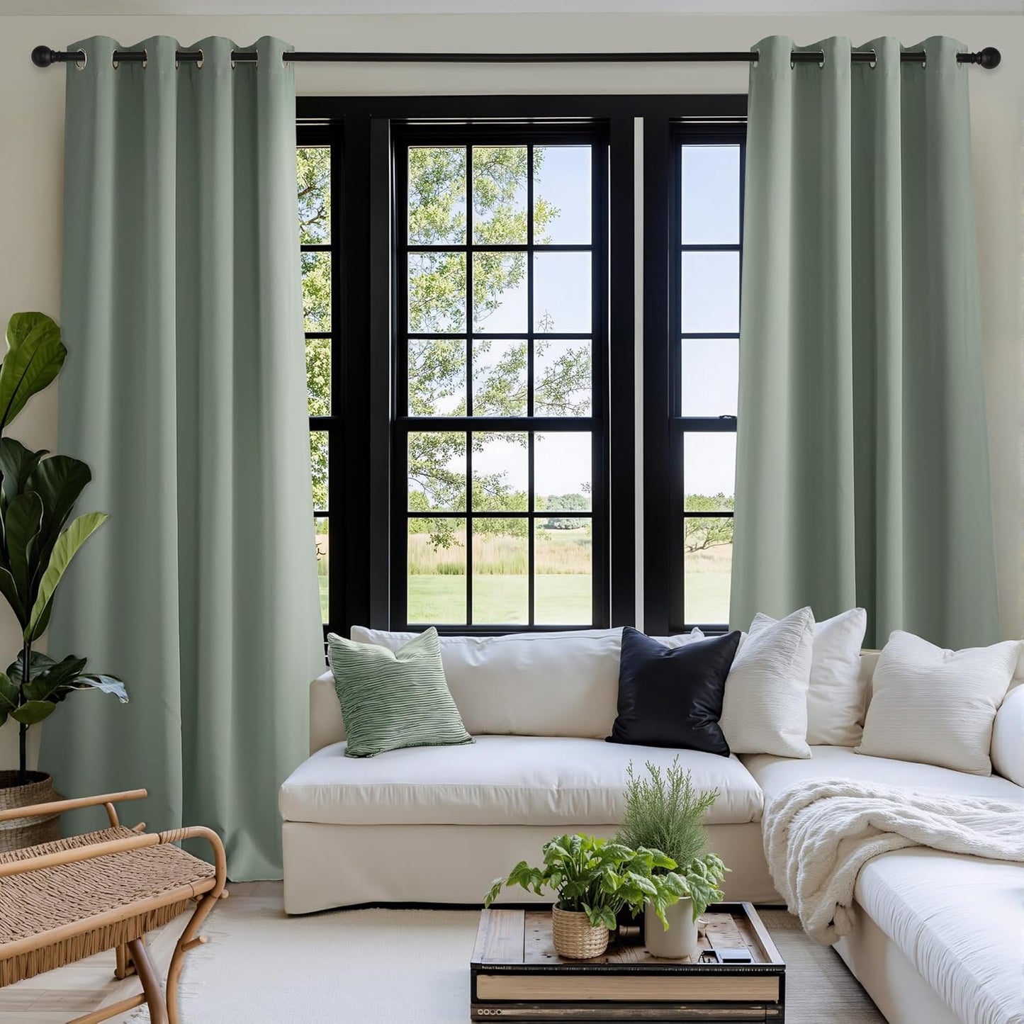 NICETOWN Sage Green Blackout Curtains 72 inch Long, Summer Room Daekening Thermal Insulated Grommet Privacy Energy Saving Shades for Bedroom, Living Room, Laundry, Closet, 2 Panels, W52