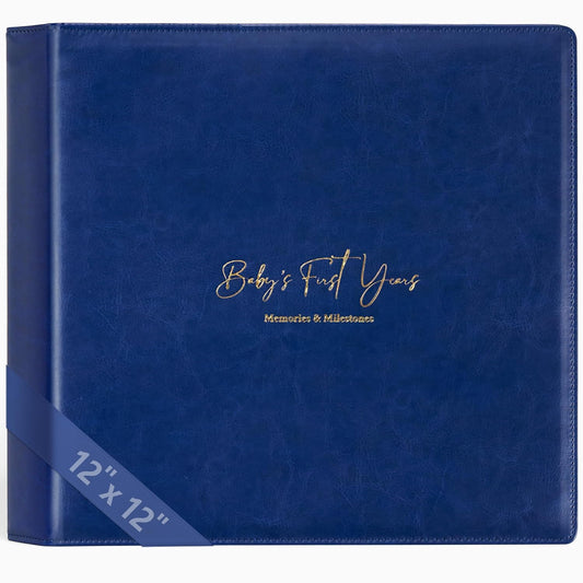 Keepsake Baby Memory Book Girl Boy – Timeless Leather-Bound Baby Milestone Book – Baby Book Keepsake Record First 5 Years – Gender Neutral Baby Scrapbook Album Baby Album Journal Registry Search Gift