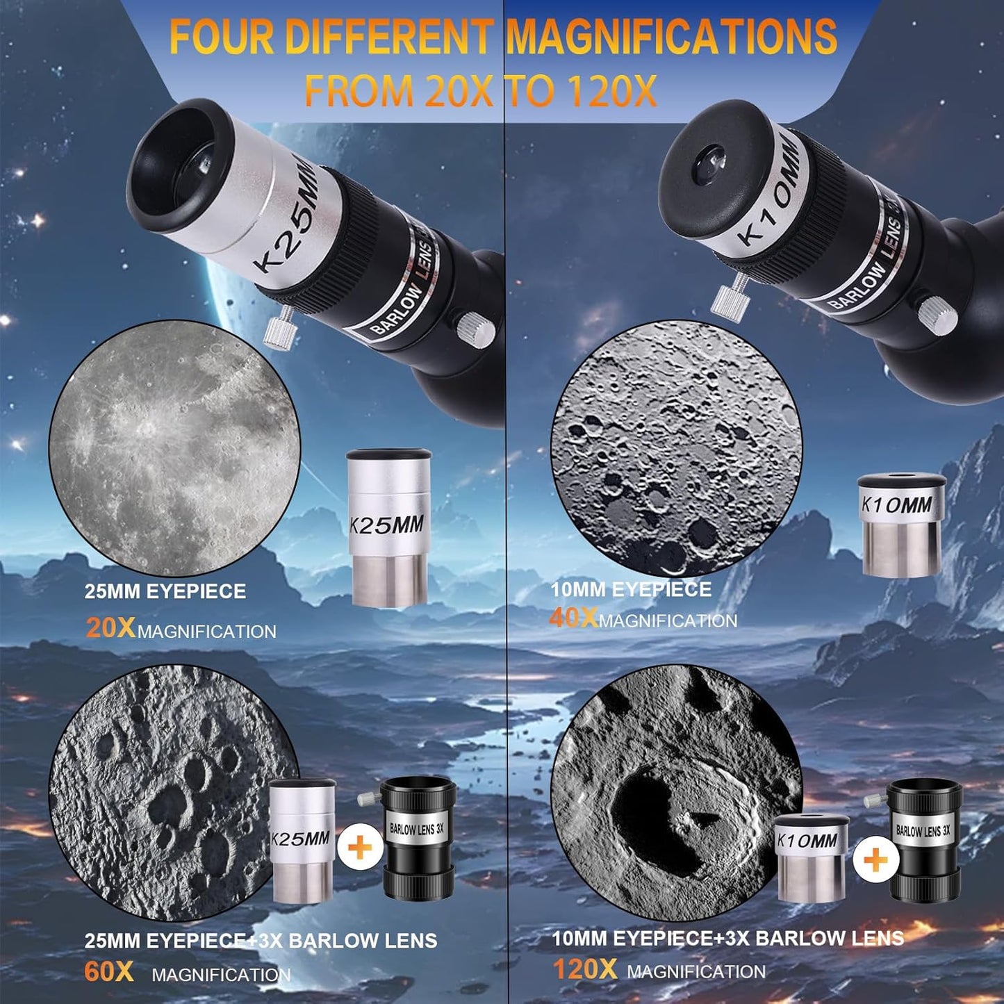 PISEZ 70400 Telescope for Adults & Beginner,70mm Aperture 400mm AZ Mount Astronomical Refracting Telescope for Kids Beginnerswith Carry Bag, Phone Adapter