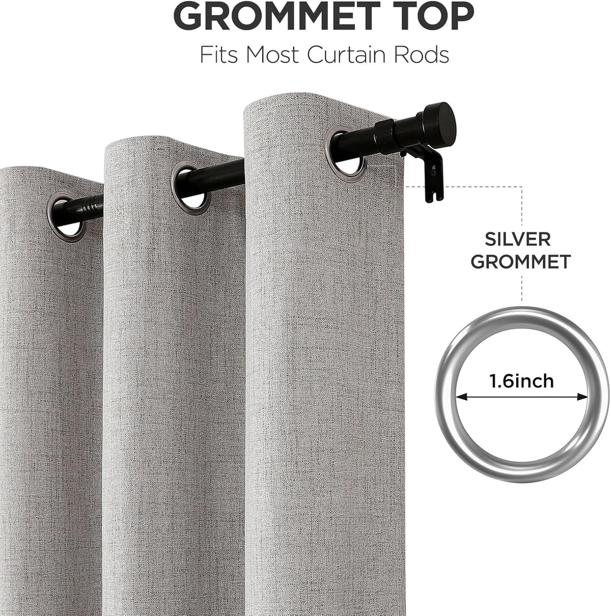 Joydeco Blackout Curtains 108 Inches Long 2 Panels Burg, Room Darkening Curtains for Bedroom, 100% Black Out Textured Thermal Drapes Privacy Protection 2 Panels Set(W52 x L108 Inch, Greyish White)
