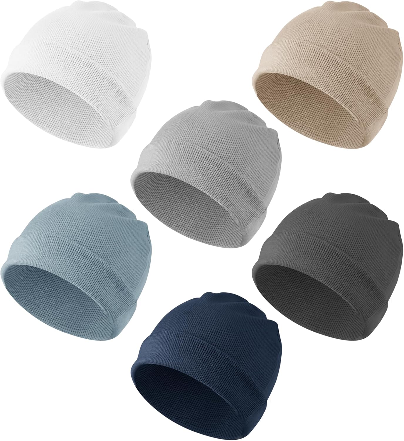 Konssy 6 Pack Baby Beanie Hats for Unisex, Toddler Beanies Baby Girl Boy Hat Warm Cap for Infant, Toddler