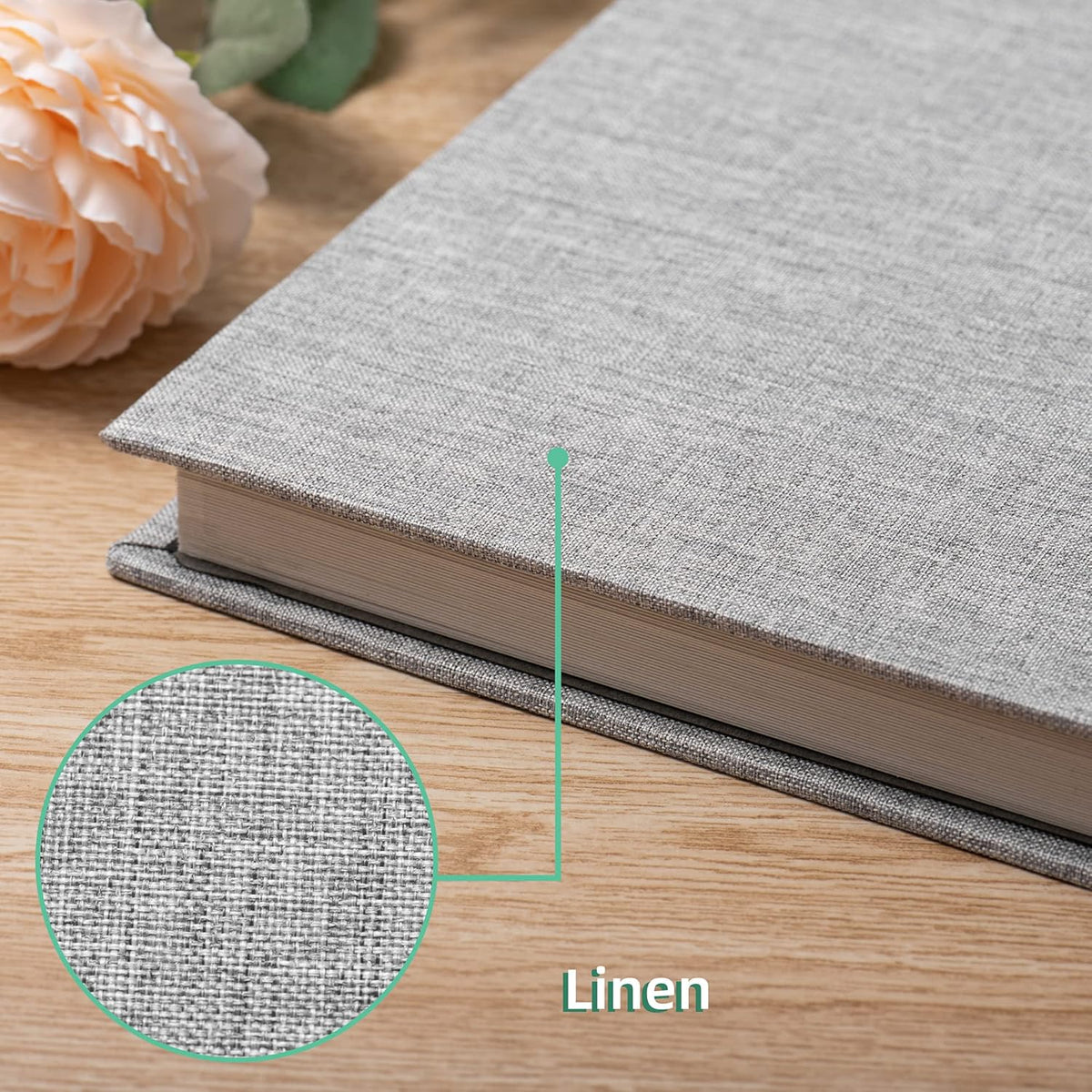 Large Photo Album Self Adhesive Scrapbook Album for 4×6 8×10 Pictures DIY Magnetic Linen Cover Album 40 Pages for Family Wedding Gifts with Metal Pen and Plastic Board