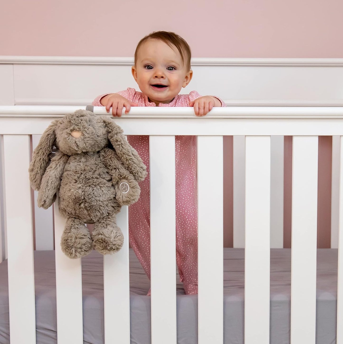 Gemma Joy Bedtime Baby Soothers for Sleep, Cry Activated Heartbeat Stuffed Animal for Baby, Newborn, Calming Light, Lullaby Music, White Noise, Shush and Mother’s Heartbeat - (Bunny, Rechargeable)