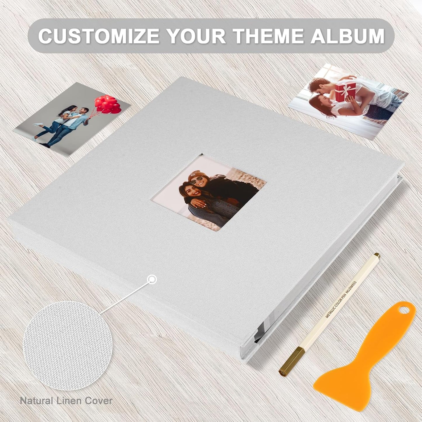 Photo Album Self Adhesive Pages Scrapbook Magnetic Photo Albums for 4x6 5x7 8x10 Pictures Sticky Pages Books for Baby Family Wedding 11x10.6 White 40 Pages