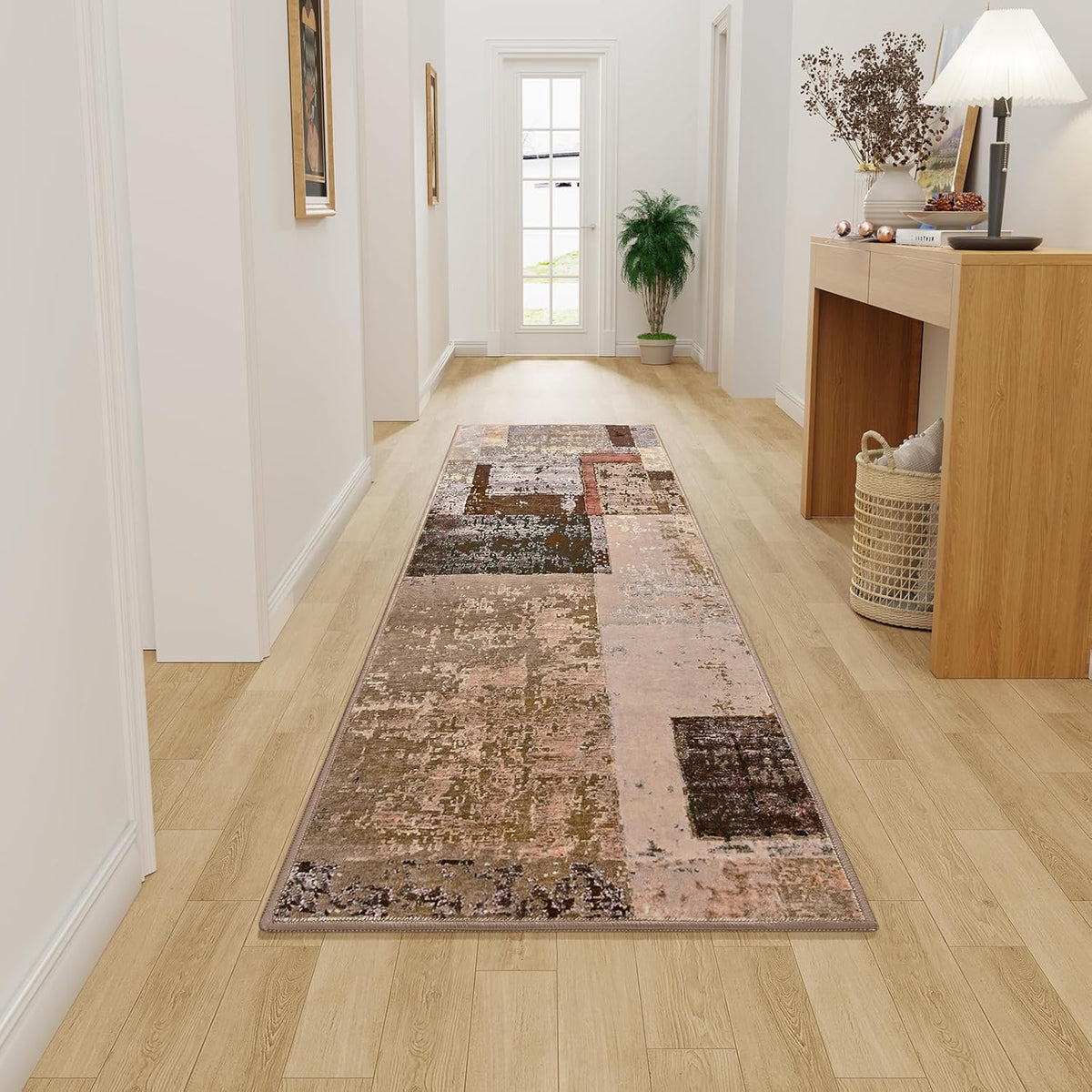 LOCHAS Washable Runner Rugs for Hallway, 2x6 Non Sip Soft Rug for Bedroom Entryway Kitchen Laundry Room, Long Abstract Carpet for Indoor Floor Bedside, Geometric Vintage Home Decor, Pet & kid Friendly