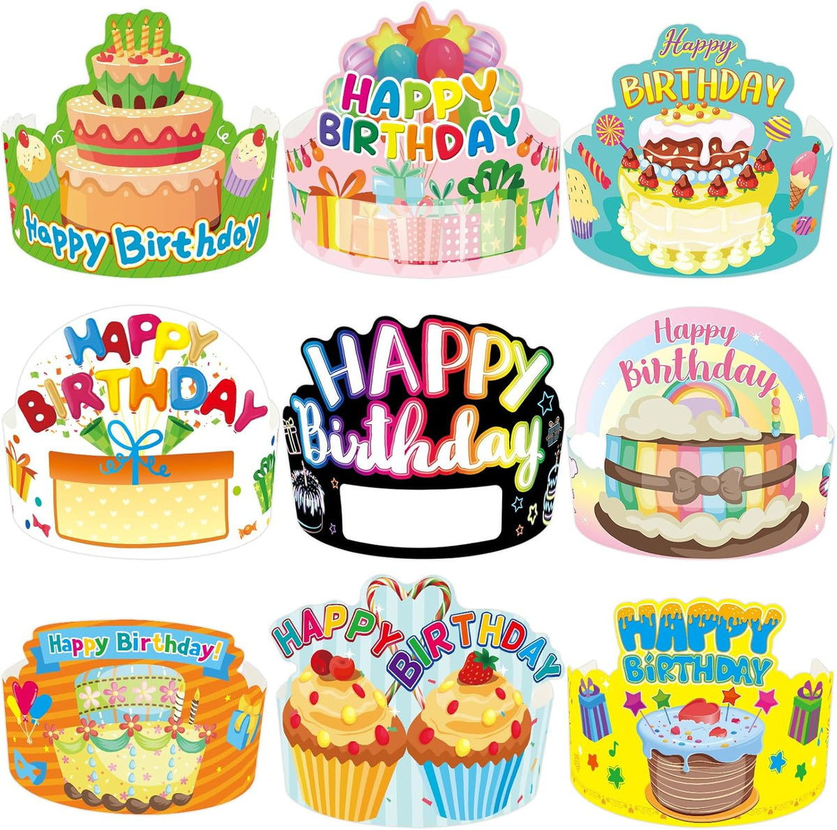 ceiba tree Birthday Crowns for Kids Classroom 36Pcs School Family Colorful Happy Birthday Hats VBS Party Supplies