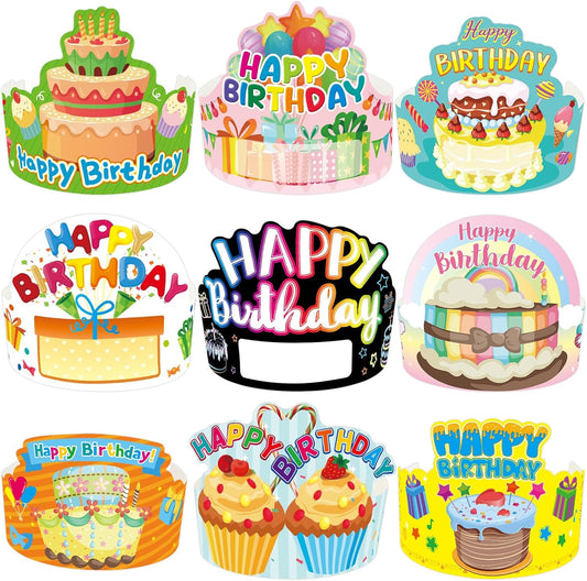ceiba tree Birthday Crowns for Kids Classroom 36Pcs School Family Colorful Happy Birthday Hats VBS Party Supplies