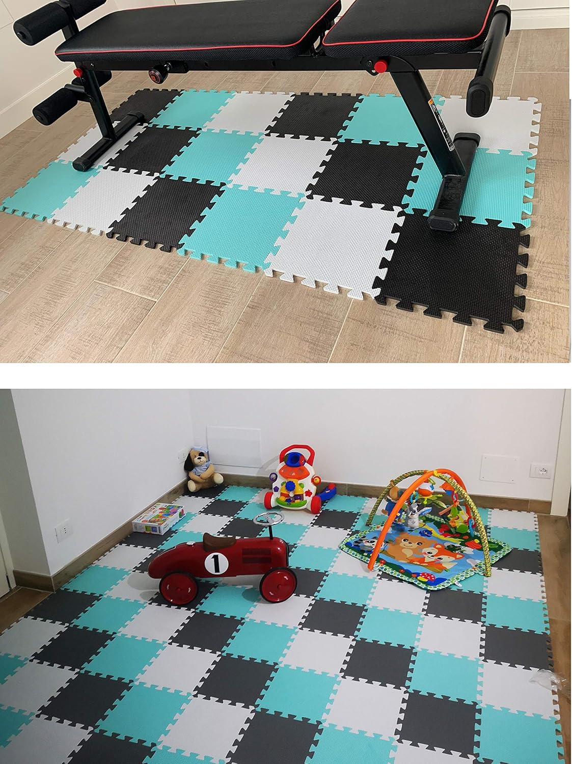 MQIAOHAM® 25 Pieces Puzzle Play Mats, Soft Baby Play Mat, Kids Interlocking Foam Floor Tiles, Toddlers Carpet Playmats G301025-104112