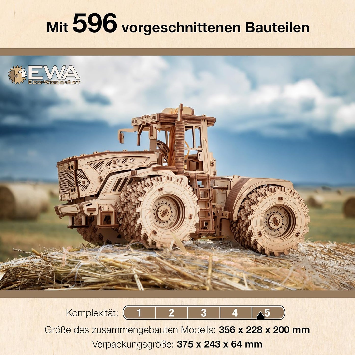 KIROVETS K-7M Three-Dimensional Mechanical Tractor-Puzzle for Adults and Teenagers-Collection Without Glue-596 Details, Colour Nature