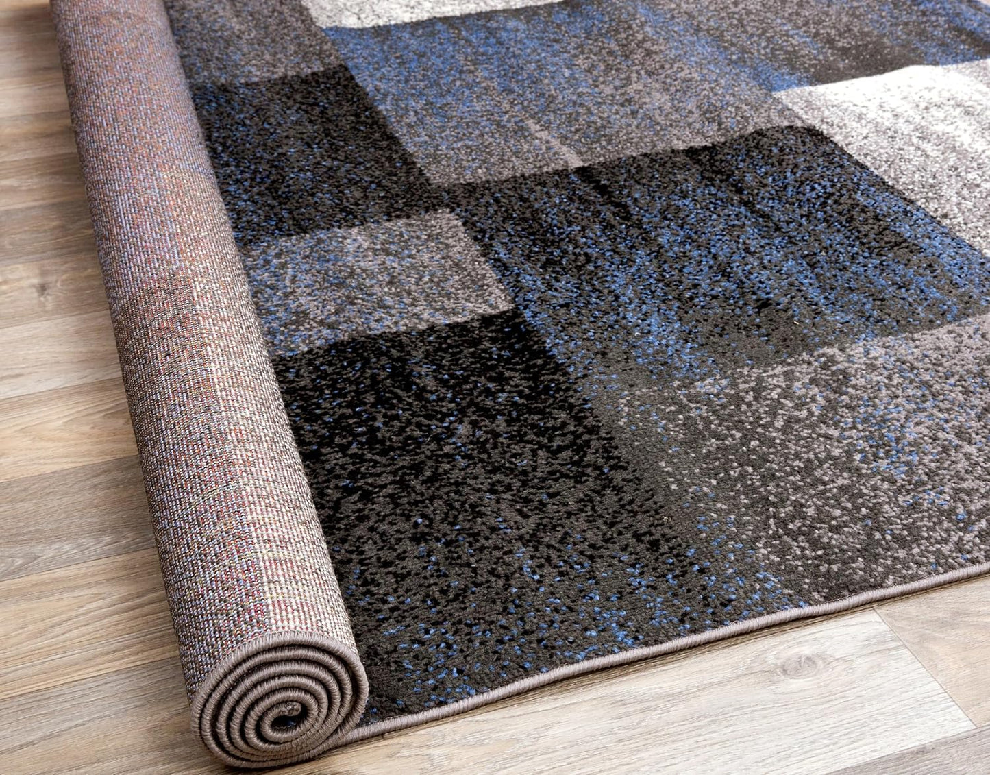 Rugshop Modern Distressed Boxes Area Rug 3' 3" x 5' Blue