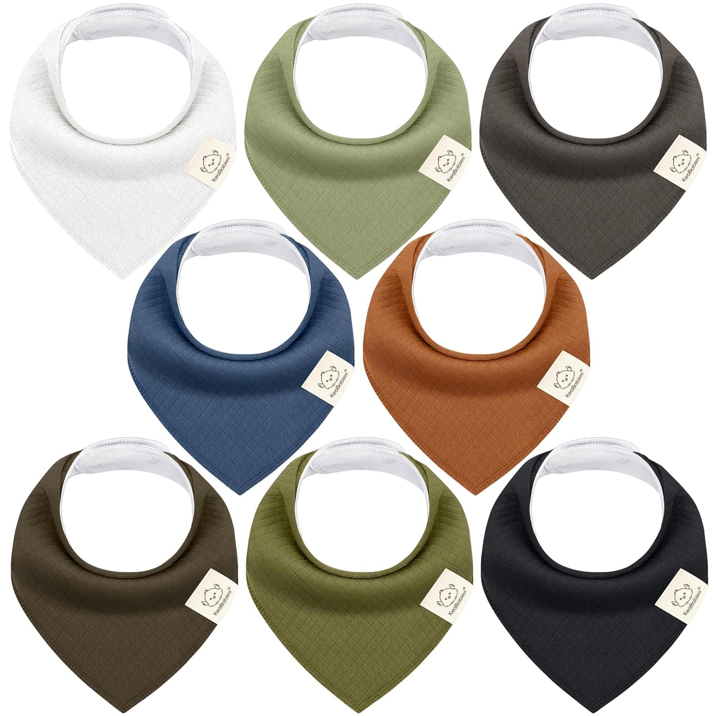 KeaBabies 8-Pack Bandana Bibs for Baby Girls, Boys - Organic Cotton Baby Bibs for Drooling & Teething Newborn, Toddler, Infant 0-36 Months, Extra Soft, Absorbent Cloth with Snaps (Basics)
