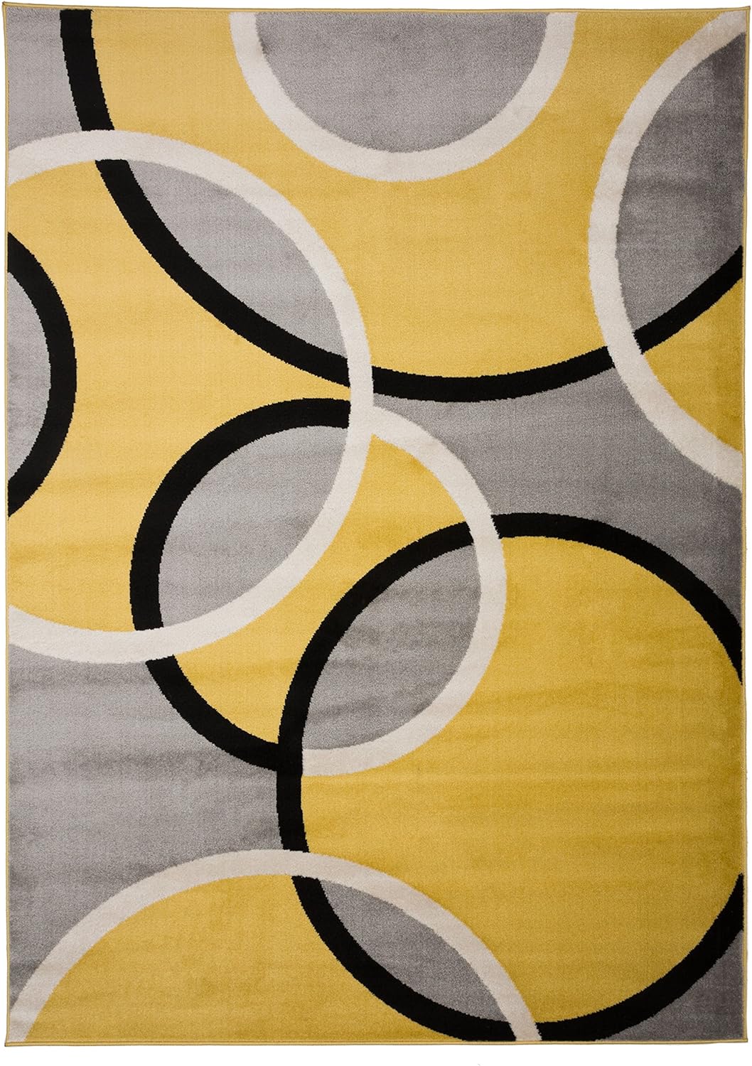 Rugshop Contemporary Abstract Circles Easy Maintenance for Home Office,Living Room,Bedroom,Kitchen Soft Area Rug 5' 3" x 7' 3" Yellow