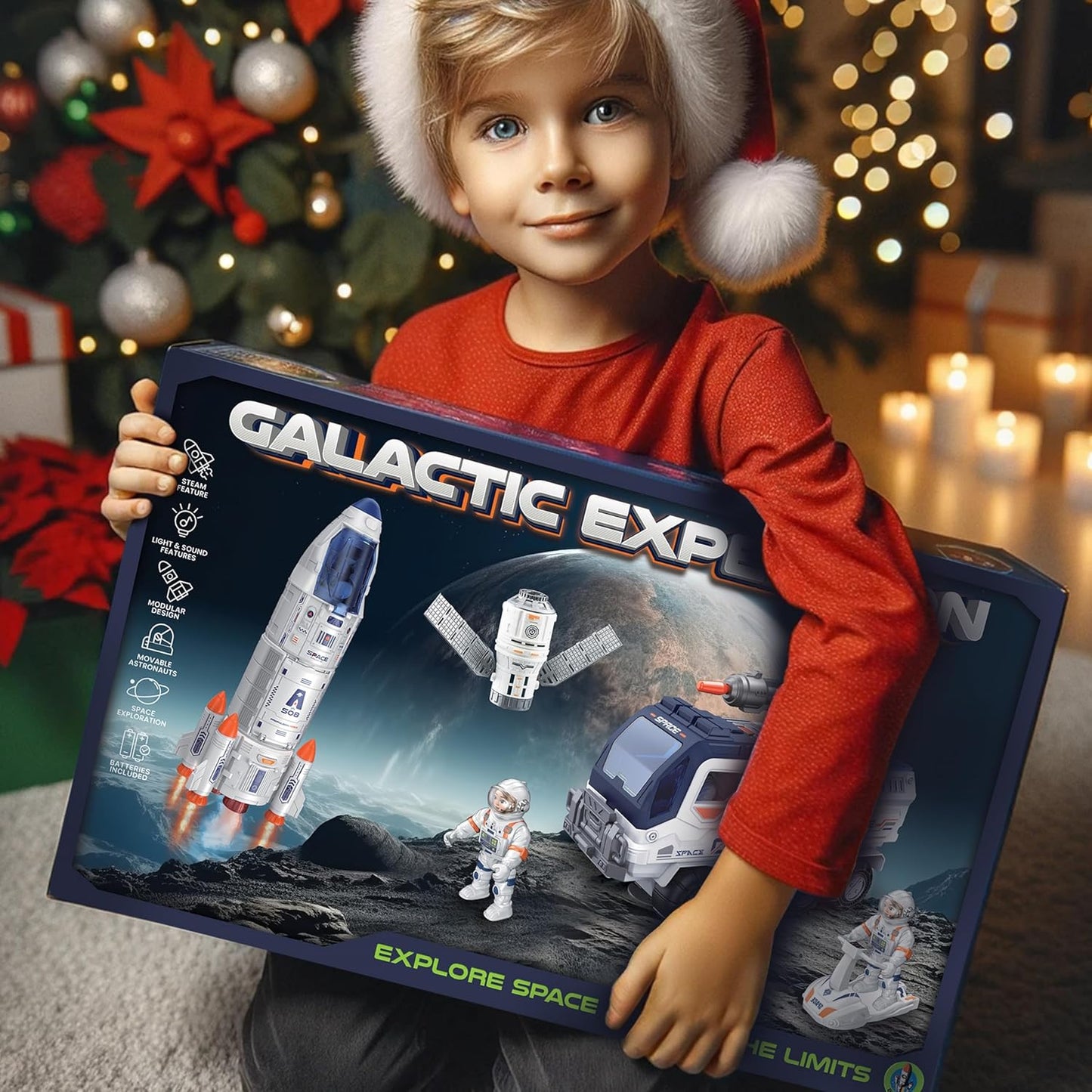 Rocket Ship Toys for Kids | Rocketship Space Shuttle Model with Astronaut Figures for Kids 3-8 Years Old