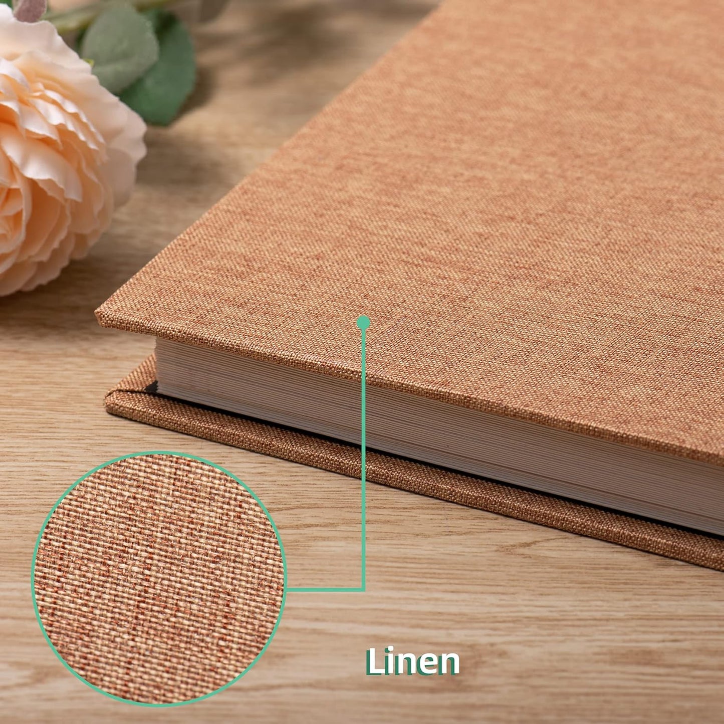 Large Photo Album Self Adhesive Scrapbook Album for 4×6 8×10 Pictures DIY Magnetic Linen Cover Album 40 Pages for Family Wedding Gifts with Metal Pen and Plastic Board