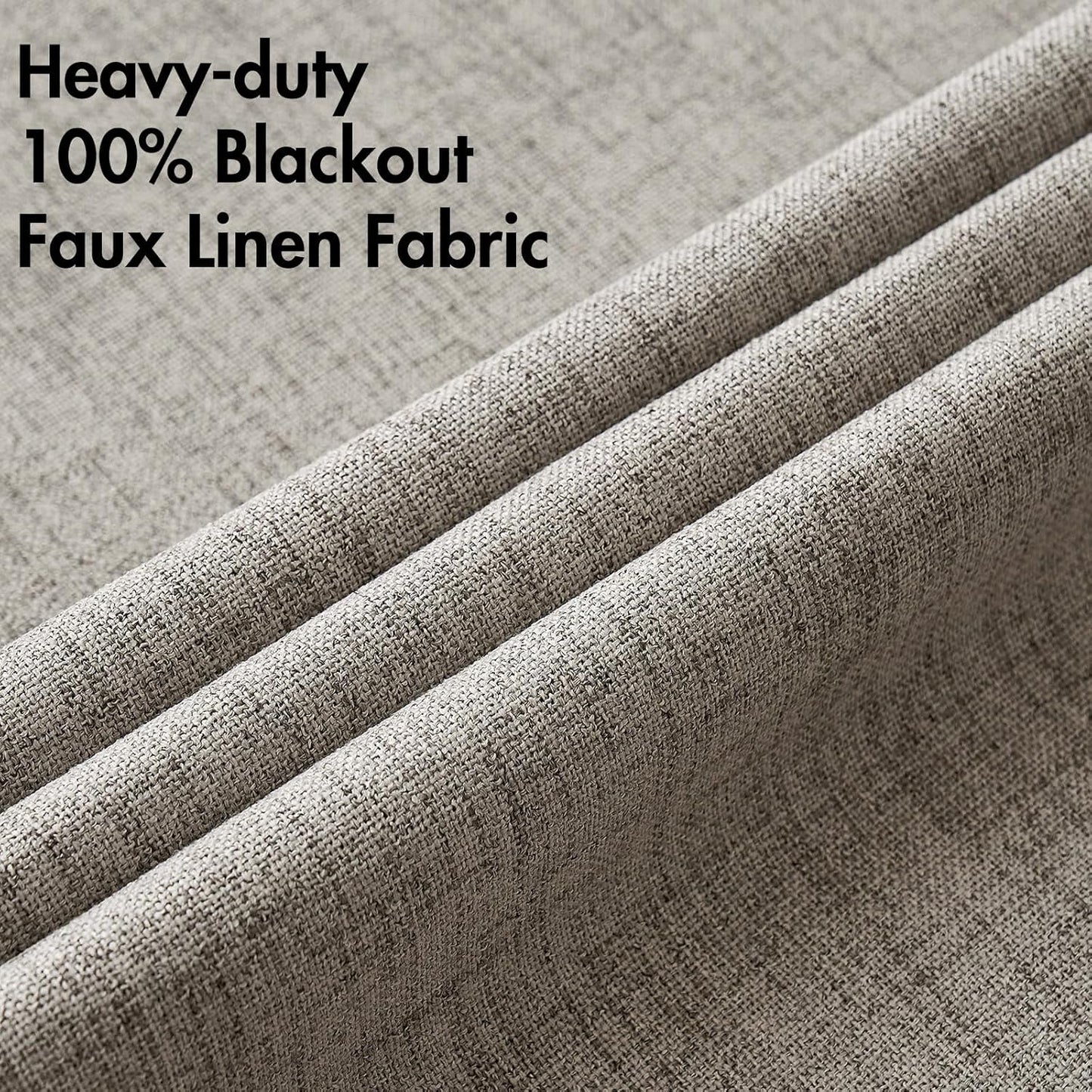MIULEE Linen Texture Curtains for Bedroom Solid 100% Blackout Thermal Insulated Linen Curtains Grommet Room Darkening Drapes for Living Room Nursery 52x108 Inch (2 Panels)