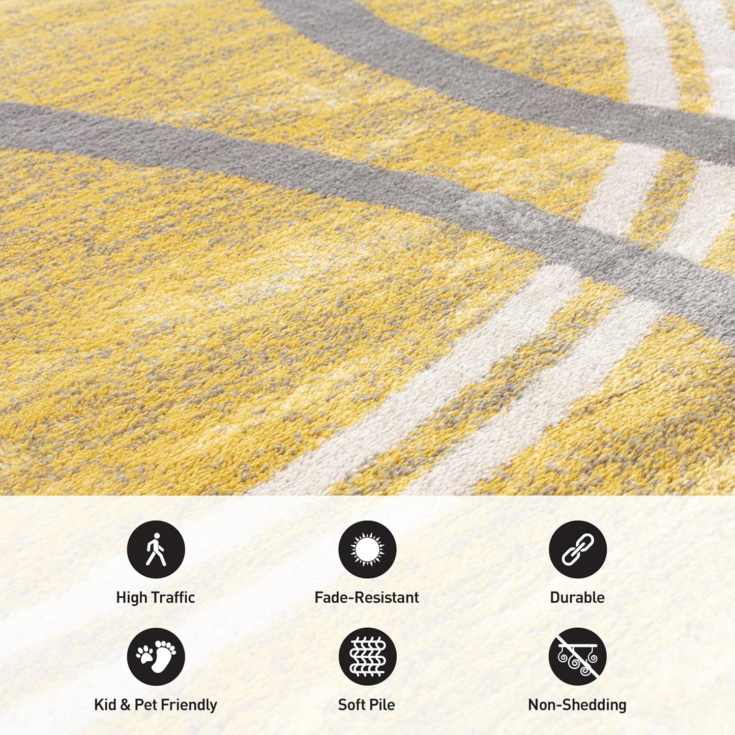 Rugshop Modern Wavy Circles Design Area Rug 2' x 3' Yellow