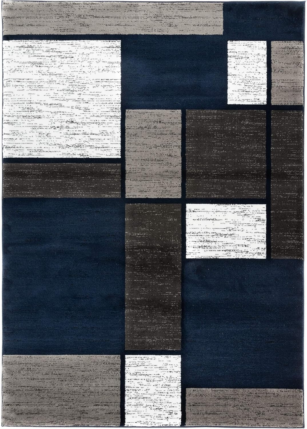 Rugshop Contemporary Modern Boxes Area Rug 5' 3" x 7' 3" Navy